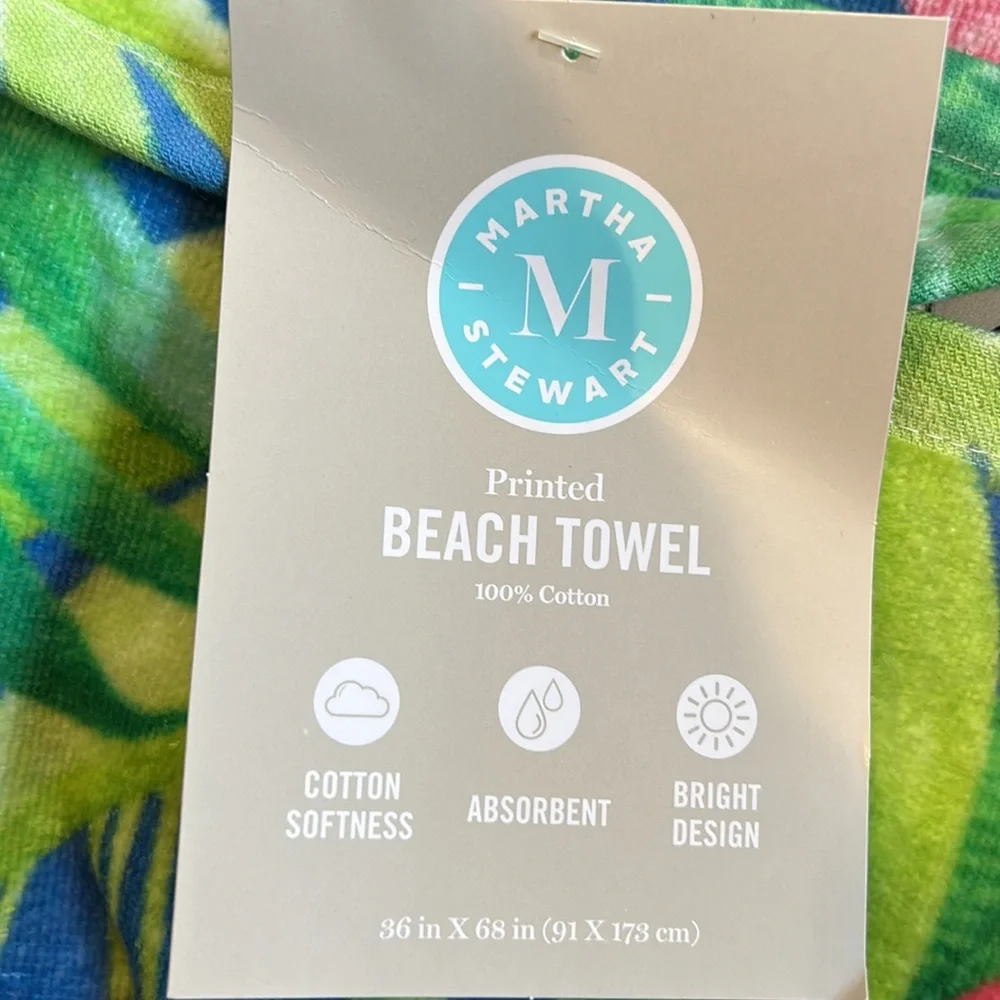 Martha Stewart Beach Towel Palm Trees Leopard New cotton 36”x68
